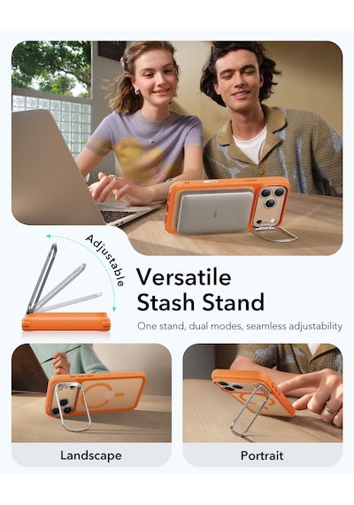 Esr Apple Uyumlu iPhone 17 Pro Classic Hybrid Magsafe Standlı Kılıf - Kamera Kontrol Buton - Turuncu Turuncu