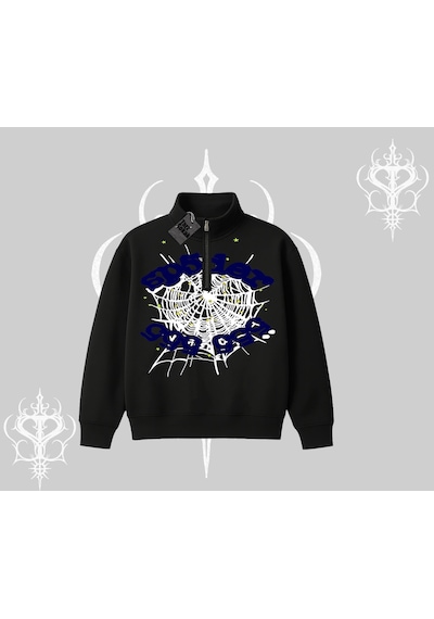 Startmore Beyaz Yarım Fermuarlı Sweatshirt Sp55der Siyah