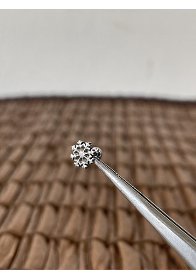 Gerçek Titanium G23 Kar Tanesi Zirkon Titanyum 6x1.2mm Bedenilabret Piercing Gümüş