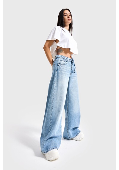 Itsbasic Kadın Kot Rengi 4s527 Süper Palazzo Fit Bağcıklı %100 Koton Denim Jean Mavi Itsbasic Kadın Kot Rengi 4s527 Süper Palazzo Fit Bağcıklı %100 Koton Denim Jean Mavi