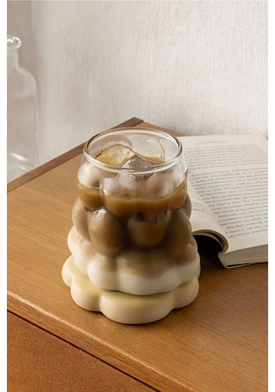Özel Çeyiz Şeffaf İnce Şık Latte Meşrubat Kahve Çay Borosilikat Üzüm Model Bubble Bardak 180 Ml