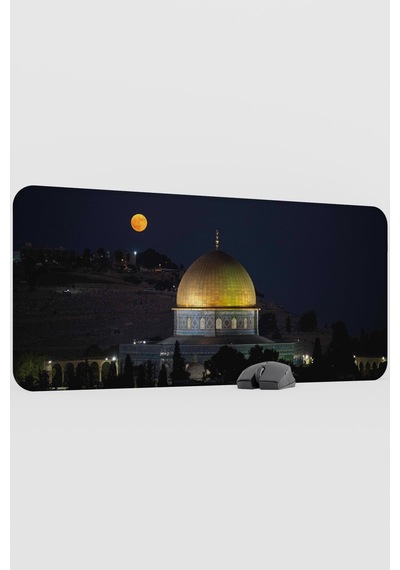 Filistin Kudüs Mescidi Aksa V1 90x40 Xxl Gaming Kauçuk Kaymaz Taban Mouse Pad Fare Altlığı