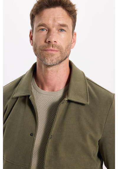 Tudors Erkek Slim Fit Dar Kesim Çift Cepli Çıtçıt Kapamalı Haki Mont-46276