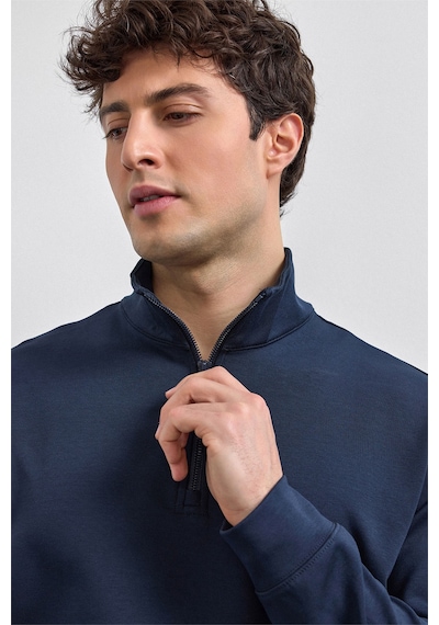 Backandbond Lacivert Regular Fit Yarım Fermuarlı Sweatshirt