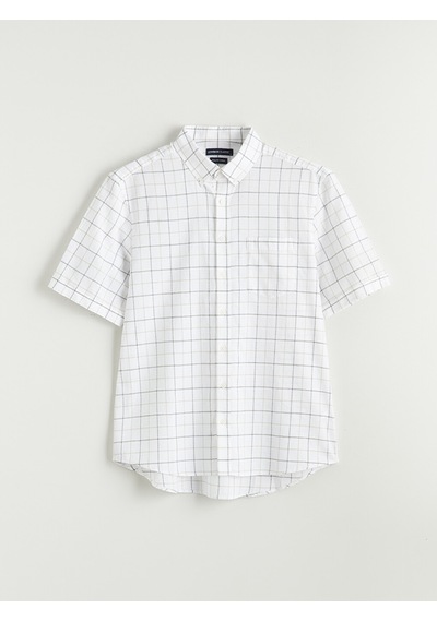 Lcwaıkıkı Classic Beyaz Regular Fit Ekose Armürlü Erkek Gömlek