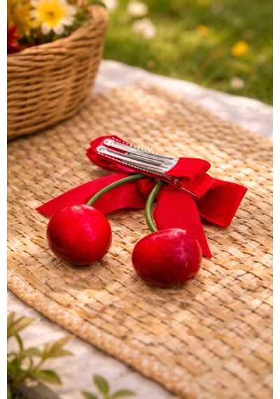 Cherry Bow Kirazlı Çocuk Tokası Kerdeşinize, Kızınıza Verilecek En Güzel Ediye Kırmızı