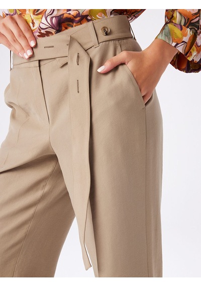 Faik Sönmez Ütü İzli Kemer Detaylı Wıde Leg Fıt Modallı Pantolon W27pnt014 Uw27pnt01431 Vizon