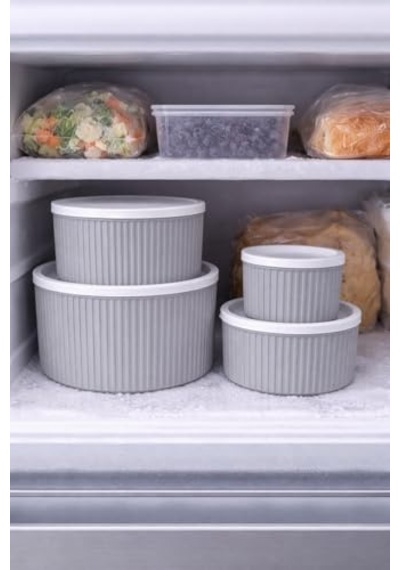 4 Lü Yuvarlak Saklama Kabı Seti Çizgili Desenli Bpa İçermez 3 Lt 1.8 Lt 1 Lt 0,55 Lt Buzdolabı Düzenleyici Mikrod Diğer