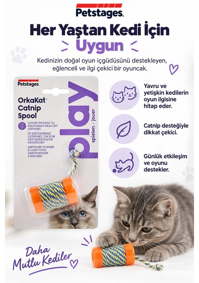 Petstages Orkakat Catnip Spool Catnipli Kedi Oyuncağı - Dayanıklı Ve Güvenli