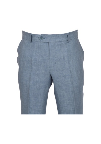 Cengiz İnler Yan Cep Fermuarlı Kırçıllı Keten Pantolon Slim 001
