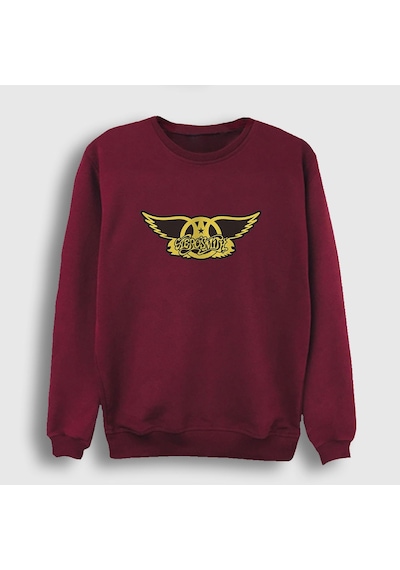 Presmono Unisex Yellow Aerosmith Sweatshirt Bordo