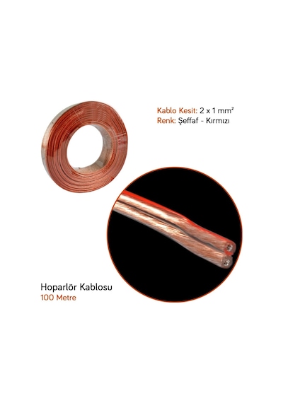 Kgn Hoparlör Kablo 2x1 100 Mt Bitişik Şeffaf-kırmızı 1203012