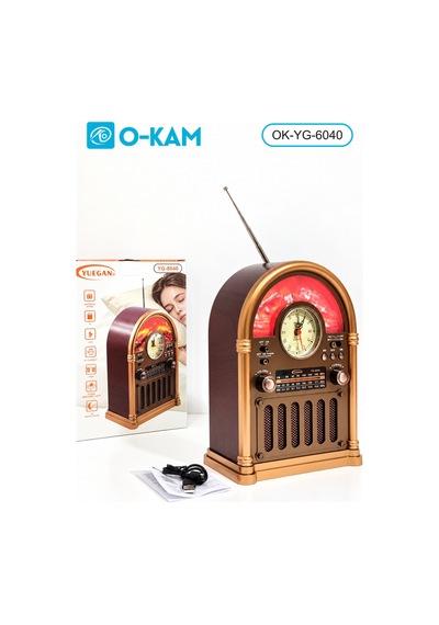 O-kam Ok-6040 Bluetooth Saatli Şömine Efektli Şarjlı Retro Radyo