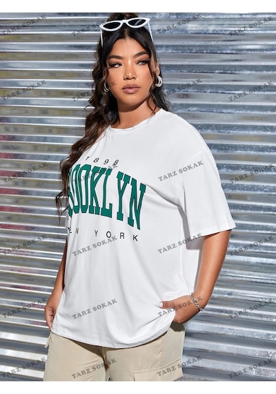 Startmore 1898brooklyn Baskılı Oversize Kalıp Unisex T-shirt Beyaz