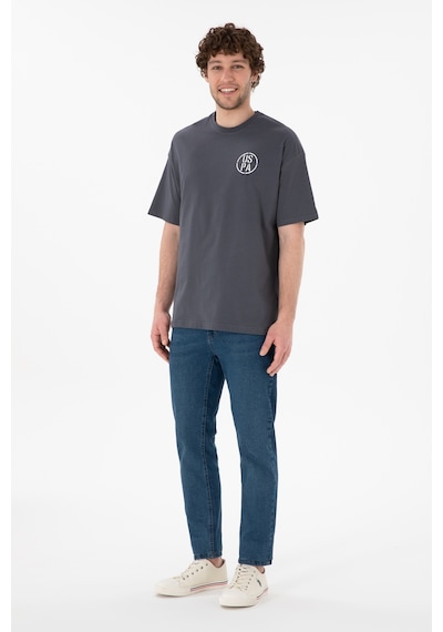 U.S. Polo Assn. Erkek Oversize Fit Bisiklet Yaka Antrasit Tişört 50305904-VR006