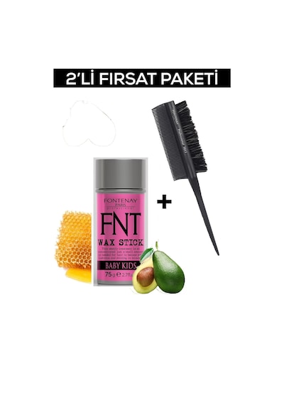 Fontenay Hair Wax Stick 75gr For Kids + Profesyonel Topuz Krepe Şiş Tarak 3043 2'li Set