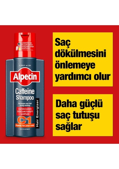 Alpecin Kafeinli Şampuan C1 250ml / Saç Dökülmesini Minimuma İndirmeye Katkı Sağlar Ve Azaltır / Erkekler İçin D