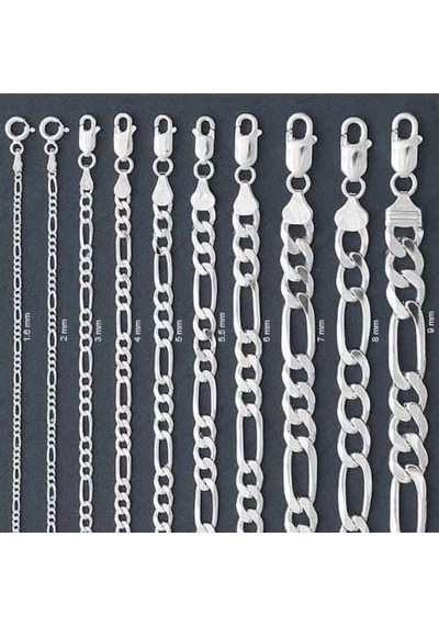 2.1 Mm Gümüş Figaro Zincir - 0.60 Mikron (510787354)
