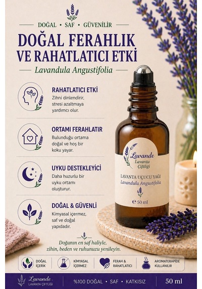 Lavande Lavanta Çiftliği Lavanta Yağı L.angustifolia RollOn 50 ML