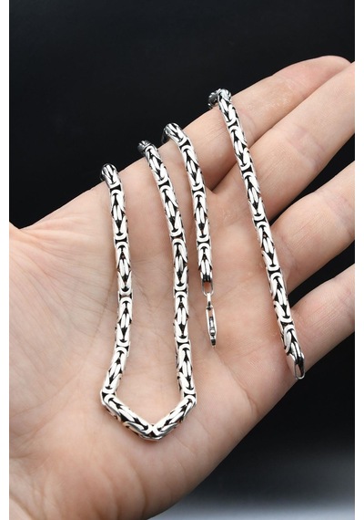 Erkek Gümüş 925 Ayar Kral Kolye Zincir Yuvarlak 4 Mm 901690