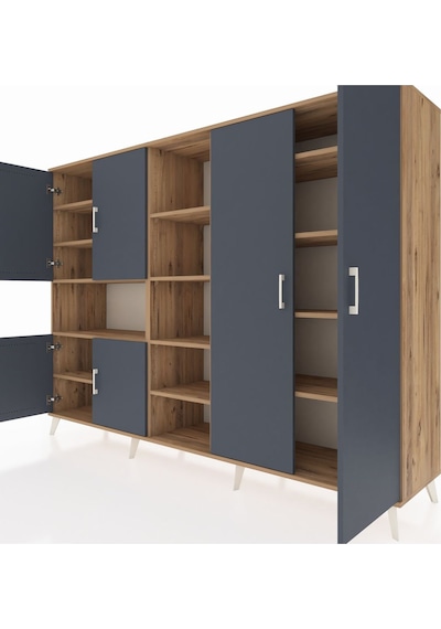 Hyperion Dolap 13 Raflı 6 Kapaklı 220x44x163 Çam-antrasit/çam Çam-antrasit/çam Hyperion Dolap 13 Raflı 6 Kapaklı 220x44x163 Çam-antrasit/çam Çam-antrasit/çam