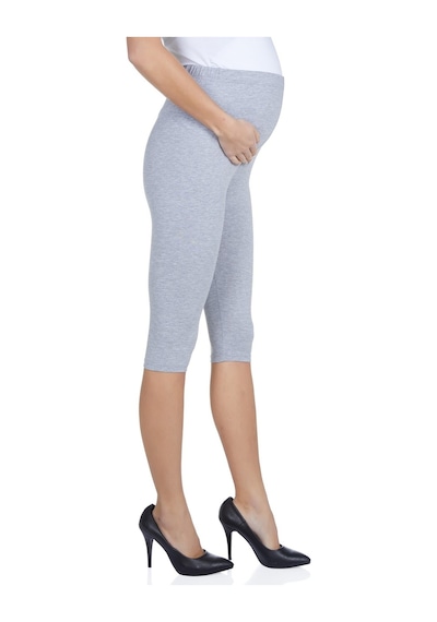Luvmabelly Maternity 8003-8004-8010 Hamile Kapri Pamuk Tayt-Gri Melanj