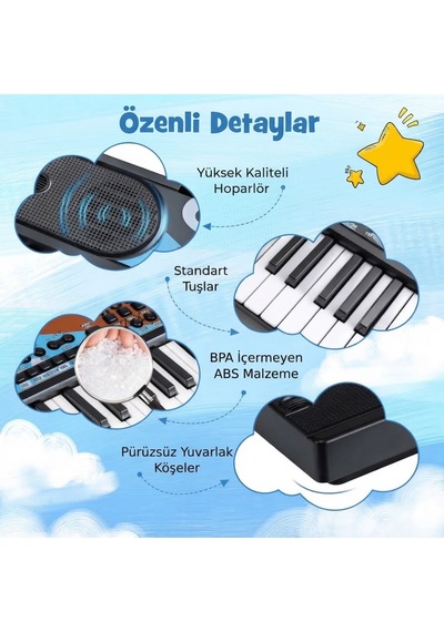 49 Tuşlu Usb Bağlantılı 10 Demo Parçalı 8 Ritimli Eğitici Oyuncak Org Müzikli Piyano