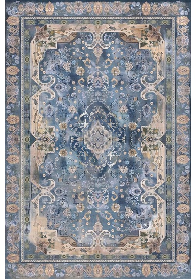 Madala Vintage Desenli Şönil Pamuk Tabanlı Yıkanabilir Kaymaz Antibakteriyel Salon Halısı 200x300 Çok Renkli