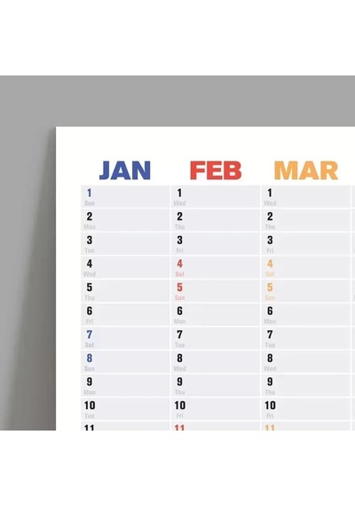 2027 Yıllık Planlayıcı Duvar Takvimi, Rengarenk Aylar