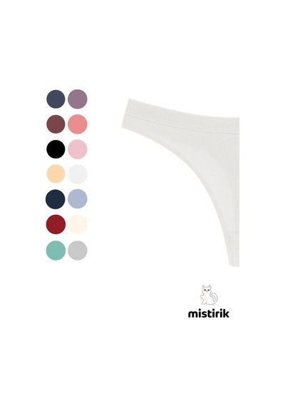 Mistirik Paulo Model Fitilli Esnek Kumaş String Tanga Beyaz Renk Beyaz