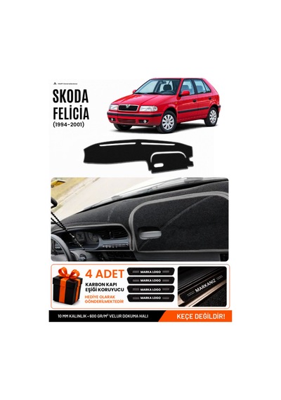 Skoda Felıcıa 1994-2001 Uyumlu Torpido Koruma, Torpido Örtüsü, Torpido Kılıfı - Siyah-gri - Sk006