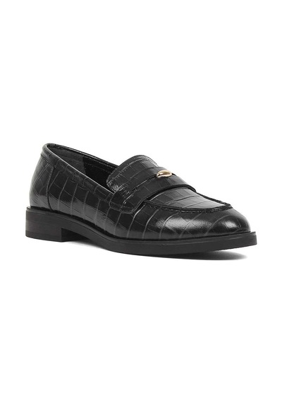 Kadın Siyah Kroko Rugan Deri Loafer