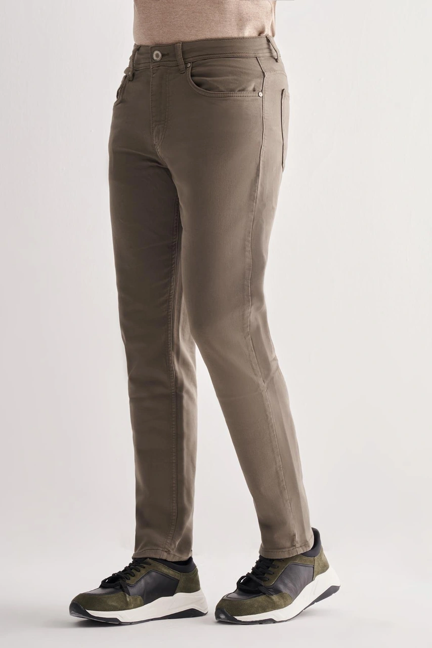 İmza Haki 5 Cep Düz Paça Pamuklu Slim Fit 5 Cep Casual Pantolon 1003255322 Haki