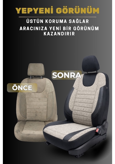 Lifos Hafif Ticari Serisi Koton Kumaş Oto Koltuk Kılıfı Tam Set Berlıngo-caddy-connect-courıer-doblo-dokker-partner Bej