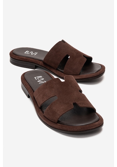 Luvishoes Brıo Kahverengi Süet Hakiki Deri Kadın Terlik