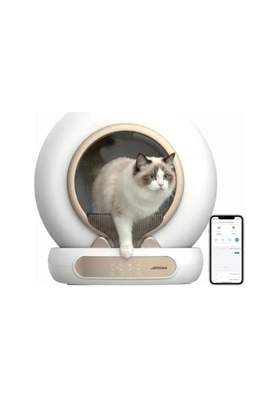 Akıllı Kedi Tuvaleti, App İle Uzaktan Kontrol, 65lt Kapasiteli Açık Ahşap