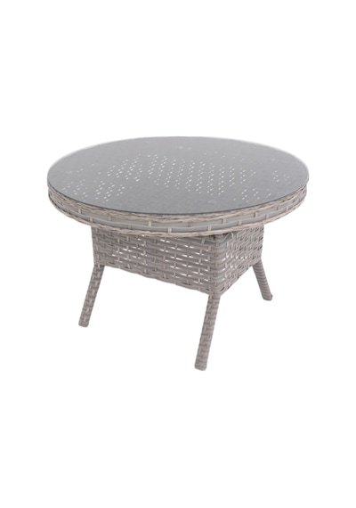 Spark Nova 110 Cm Rattan Yuvarlak Minderli Bahçe Masa Takımı Gri