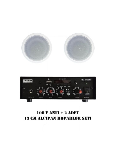 100v Anfi Ve 2 Adet 13 Cm Alçıpan Tavan Hoparlör Seti