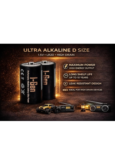 Batteries Lr20 Ultra Alkalin D Boy Pil 1.5v Büyük Boy Pil 2, 2'li Paket