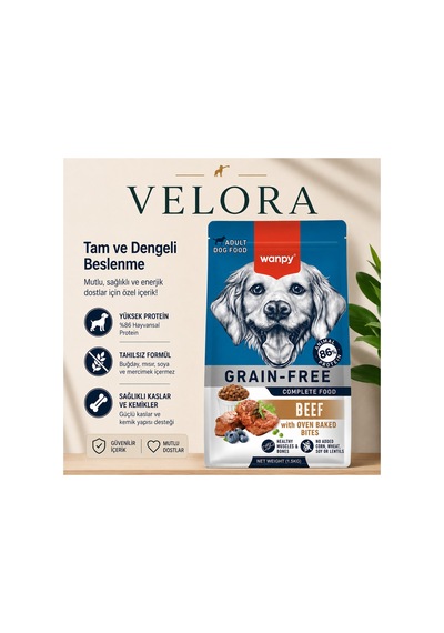 Wanpy Tahılsız Sığır Etli Yetişkin Köpek Maması 1,5 Kg Yüksek Proteinli Grain Free Tam Besin - 886844779