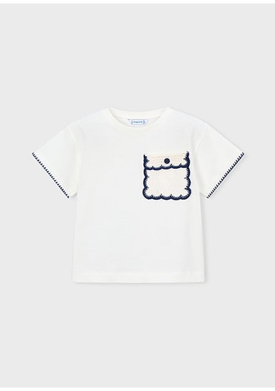 Mayoral Kız Çocuk Aplikeli T-shirt Krem - 03013
