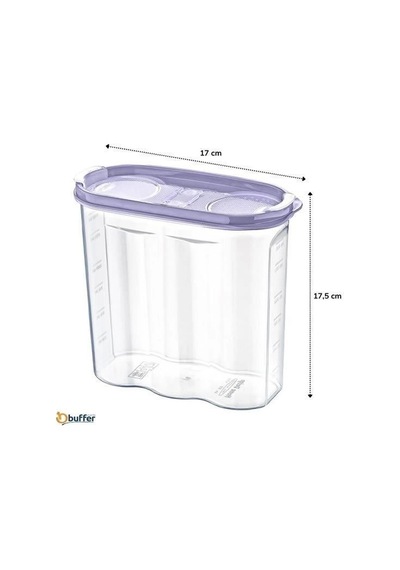 2 Kapaklı Ölçekli Erzak Kuru Gıda Saklama Kutusu Kabı - 1,7 Litre - Sa935 Çok Renkli