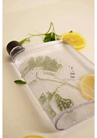 Tilbe Home A5 Bottle Motivasyon Su Matarası Şeffaf Notebook Taşınabilir Sporcu Suluk Su Şişesi 350ml ŞEFFAF