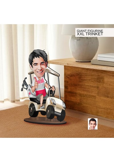 Bk Gift Kişiye Özel Golf Oyuncusu Karikatürlü Büyük Boy Ahşap Biblo-6 Arkadaşa Hediye , Sevgiliye Hediye, Kişiye Özel Biblolar