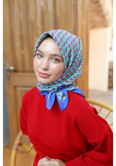 Silk Home Olinda Eşarp 48005-25 Menekşe, Parlak Turuncu, Biskay Yeşili