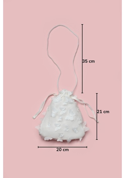 Le Mabelle Beyaz Kelebek Aplikeli Kız Çocuk Çanta Beyaz