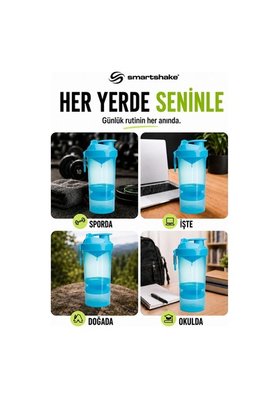 Smartshake Original2go Serisi 600 Ml Neon Mavi Protein Shaker