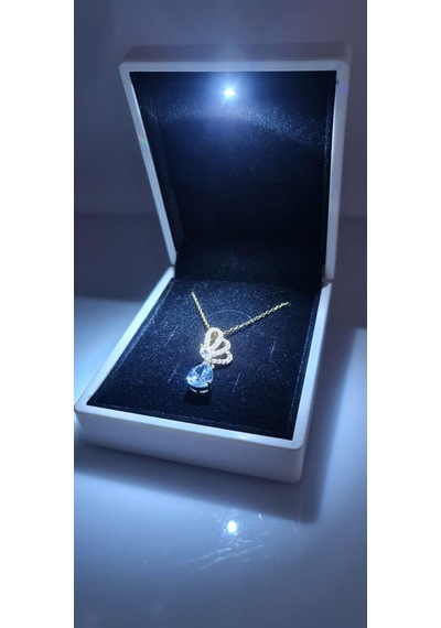 Işıklı Kutulu Damla Çelik Kolye Sns2061 Gold