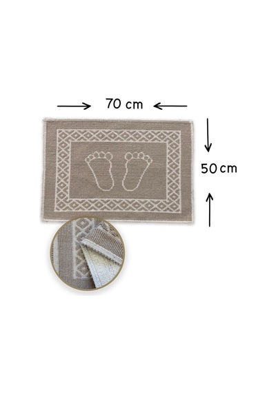 Soffy Kahve & Kahve 2 Adet 50x70 Cm Banyo Paspası %100 Doğal Pamuk Ayak Paspası Ayak Havlusu Kahve