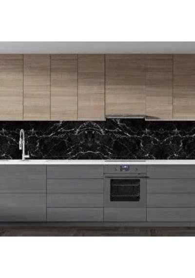 Lb Siyah Mermer Desenli Yapışkanlı Kaplama Kağıdı 5 Metre Çok Renkli